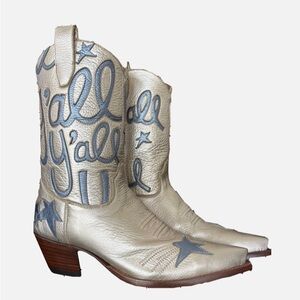 Silver and Blue Western Boots
